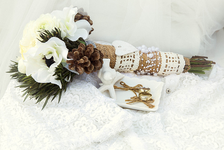 цветя, пръстени, Любов, романтика, сватба, романтичен, булката и младоженеца