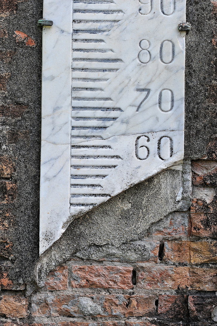 hydromètre, numéros de, Pierre, mur, Métro, texture, signe