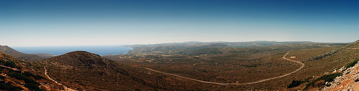 kythira, panorama, landscape, view, barren, dry, blue