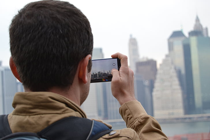 NY, Samsung, Tourisme, Skyline, photo, hommes, téléphone mobile