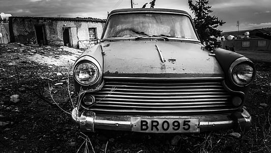 staré auto, hrdzavé, opustené, Antique, vrak, zlomené, vo veku