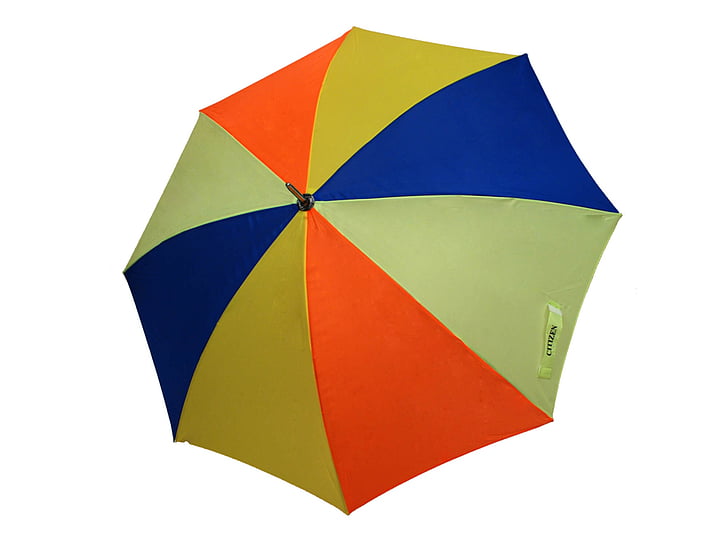 아이 들, 우산, 다채로운, 흰색 배경