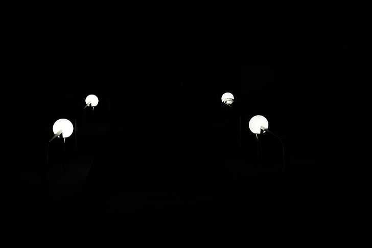 iluminação, lâmpadas, À noite, lâmpadas de bola, luz