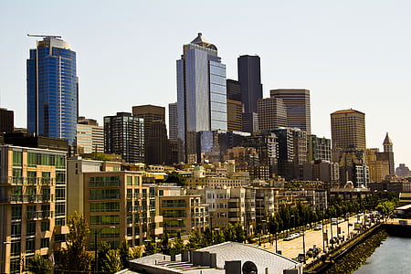 cidade, Seattle, linha do horizonte, América, Washington, urbana, centro da cidade