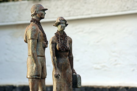 szobrászat, figurák, formájában, fém, Tenerife, Kanári-szigetek, láncok
