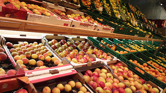 persiki, augļi, pārdošana, tirgus