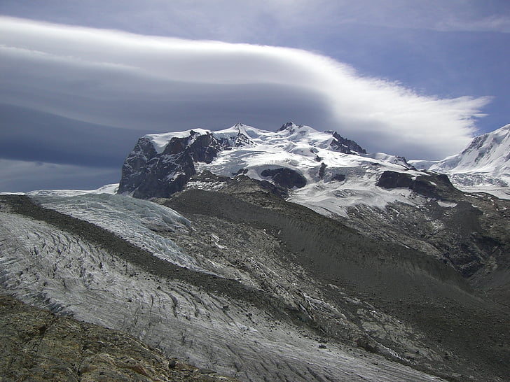 Mountain, Monterosa, Schweiz, sne, Valais, Cloud, natur