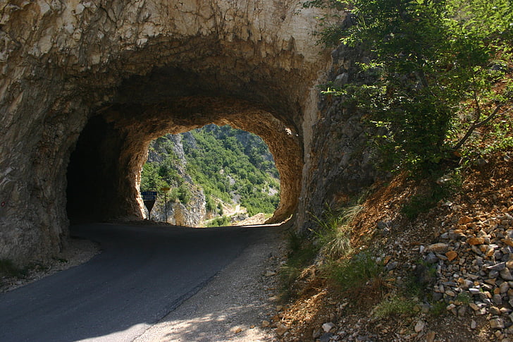 túnel, forma, Montenegro