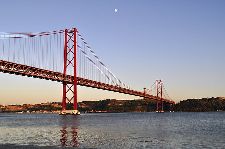 Тахо, Рассвет, Португалия, путешествия, цикл, городской пейзаж, Лиссабон