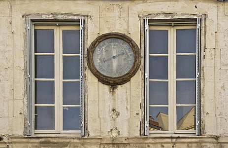 Barometer, historiska, instrumentet, utanför, väggen, fasad, Windows