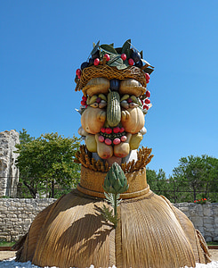 скульптура, гігант, arcimboldo, фрукти, пори року
