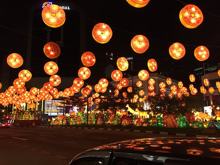 lanterne, Festival, Singapore, nat, kinesisk, Månen, nye