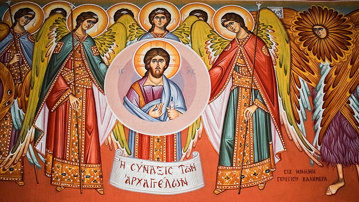 обществото на ангелите, иконография, живопис, Църква, религия, православна, Бог