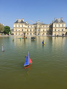 paris, sailing, city, park, france, architecture, ship