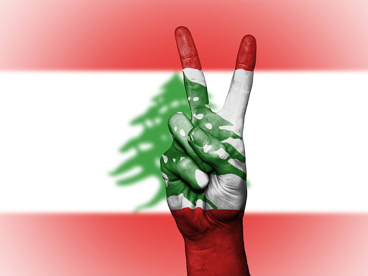 Libanon, fred, hånd, nation, baggrund, banner, farver