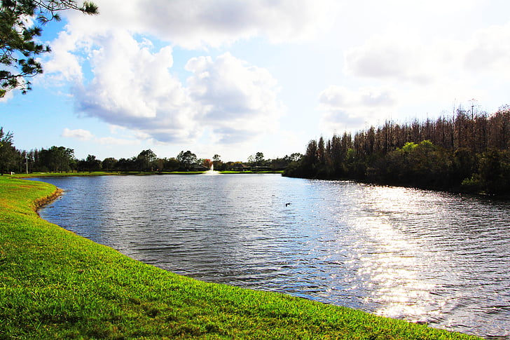 estanque, Lago, fuente, la Florida