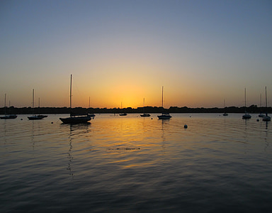 Segelboot, Sonnenuntergang, See, Ruhe, Himmel, Landschaft, Horizont