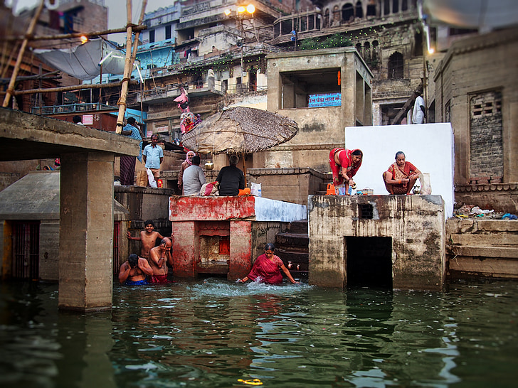 Índia, Ganges, tomar banho, Rio, índios, rio sagrado