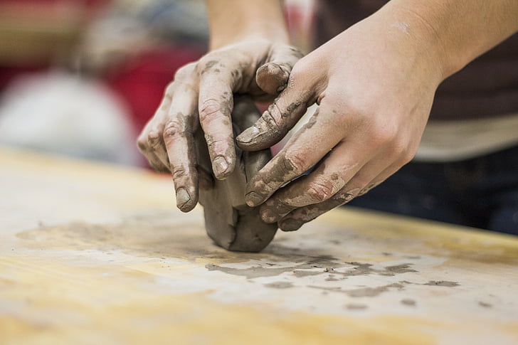 person, lera, lera, gjutning, konst, hand, händer