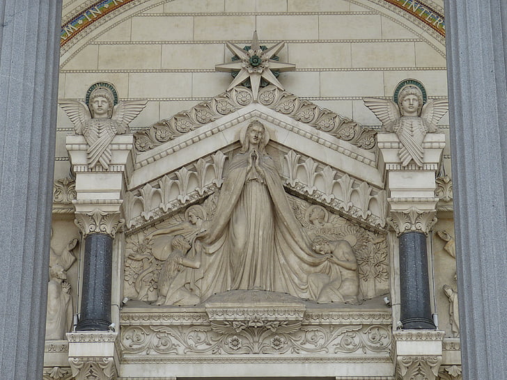 basilikaen, kirke, arkitektur, pilegrimsmål, Lyon, Frankrike, figur