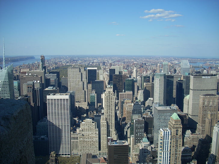 Manhattan, New york city, Panorama, Empire state building, pohled, mrakodrapy, New york