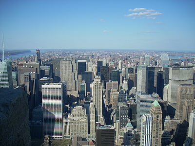 Манхэттен, Нью-Йорк, Скайлайн, Эмпайр-Стейт-Билдинг, вид, небоскребы, Нью-Йорк