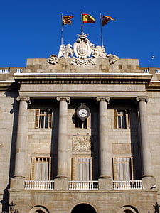 Barcelone, Hôtel de ville, néoclassique, façade, colonnes, Espagne, architecture