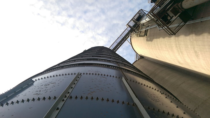 silo, depth, agriculture, factory, steel, architecture, industry