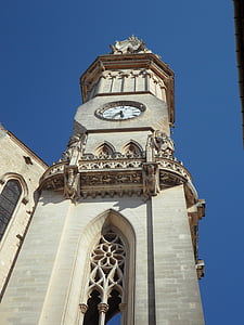вежа, Шпиль, годинник, висока, Перспектива, піднесене, Церква