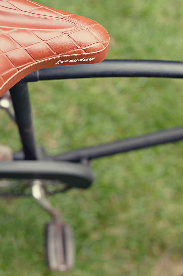 closeup, photography, red, leather, everyday, bicycle, seat
