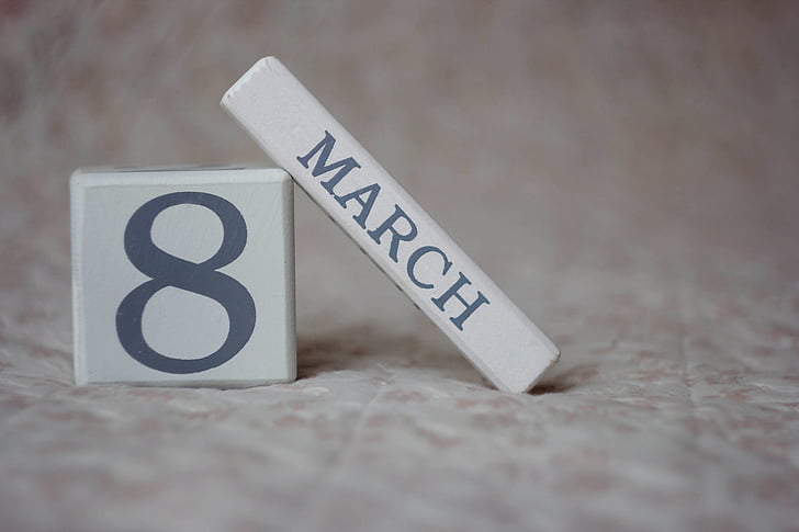 8 maart, dag van de vrouw, kalender, interieur, symbool, vrouw, element