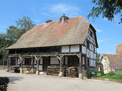 Ecomuseo de Ungersheim, truss, edificio, casa de campo, Alsacia, históricamente