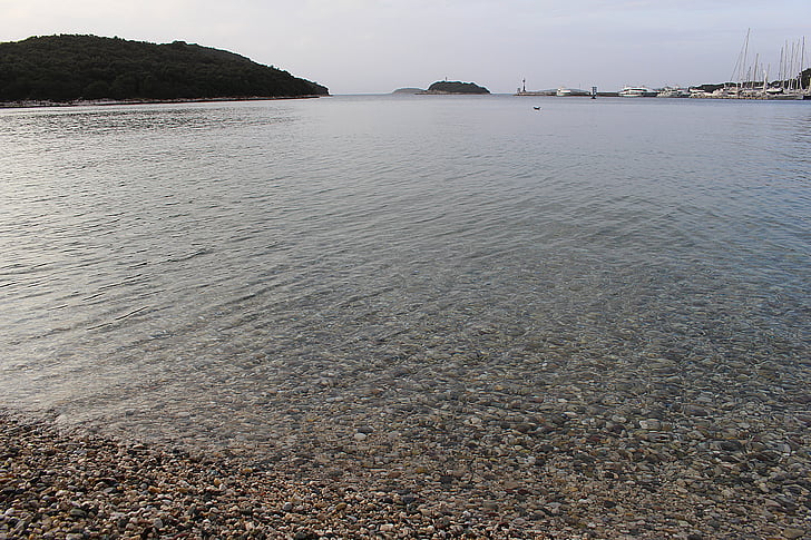 mer, plage de galets, eau, pierres