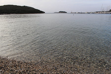 sea, pebble beach, water, stones