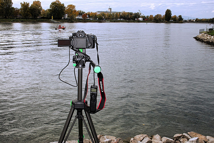 kameraet, Canon, video, post, Rhinen, Tyskland