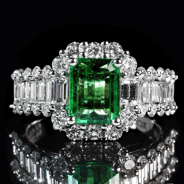 Emerald, krúžok, Luxusné, Diamond, šperky, drahokam
