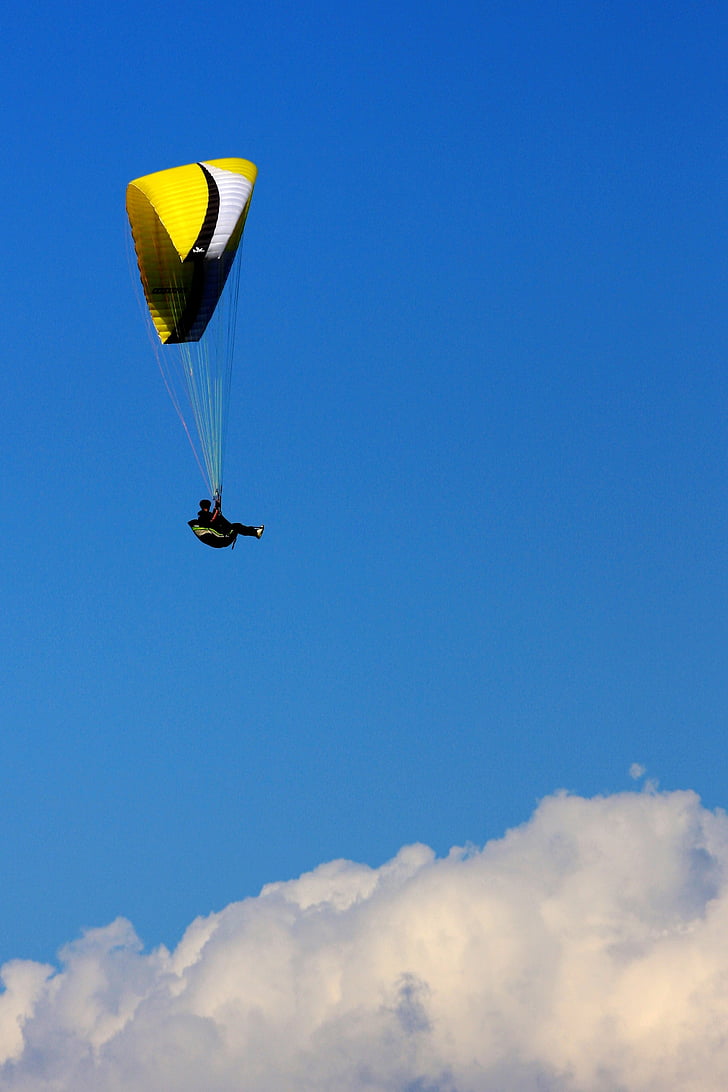 dom, parachute, sky, extreme, clouds, high, skydive