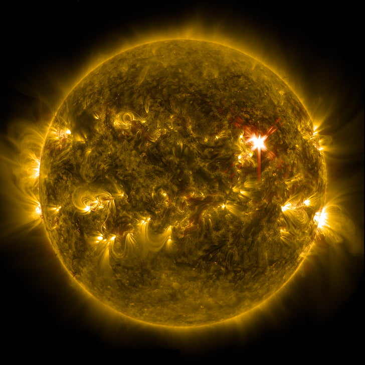 solar flare, sun, eruption, energy, fireball, orange, sunlight