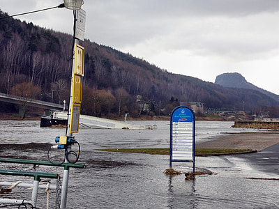 overstroming van de Elbe, Elbe, Bad schandau, Duitsland, Saksisch Zwitserland, landschap