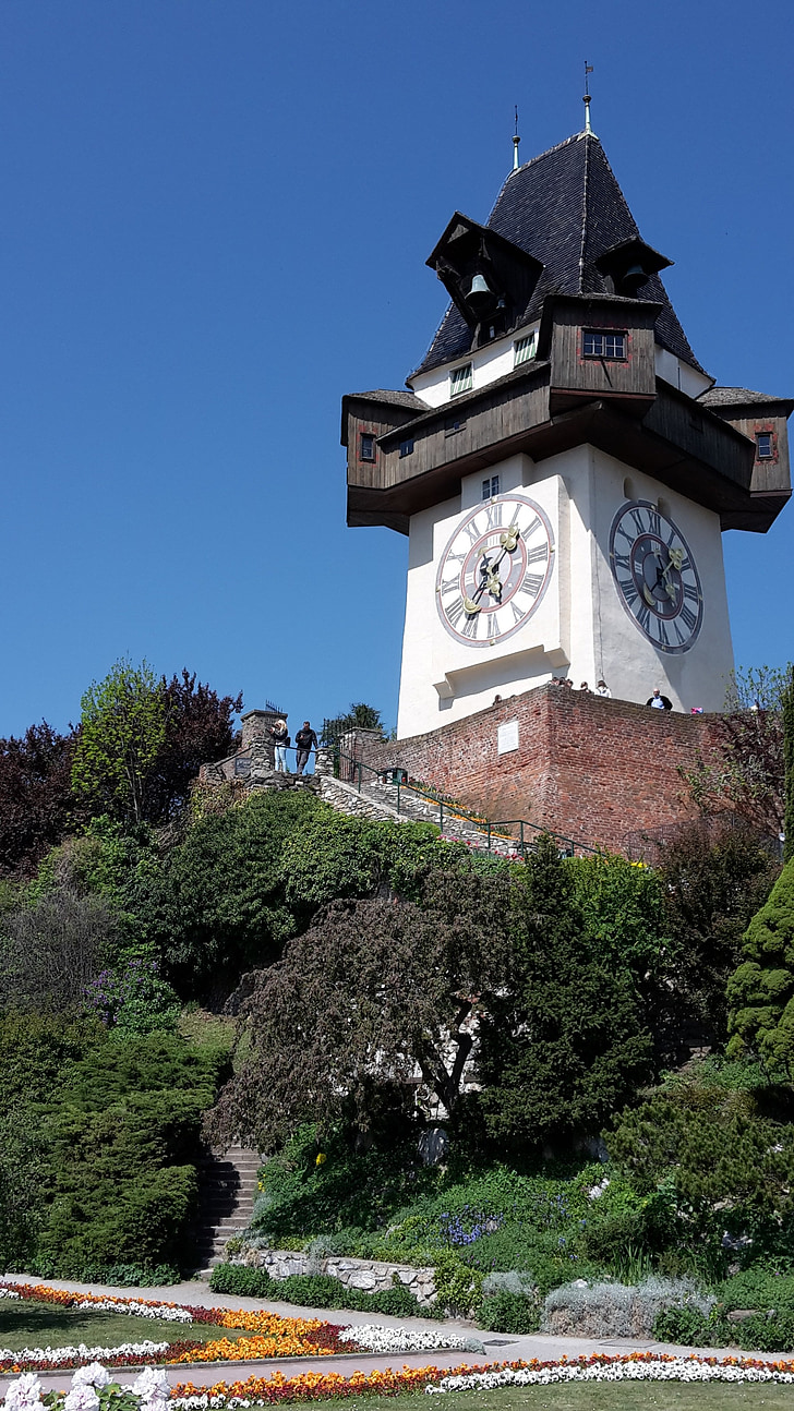Schlossberg, Graz, Áustria, arquitetura, medieval, relógio, Torre