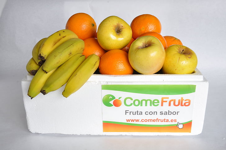 фруктовый микс, банан, яблоко, оранжевый, фрукты, питание, свежесть