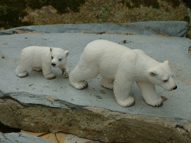ós, ós, en miniatura, mare, Mamà, nen, animal