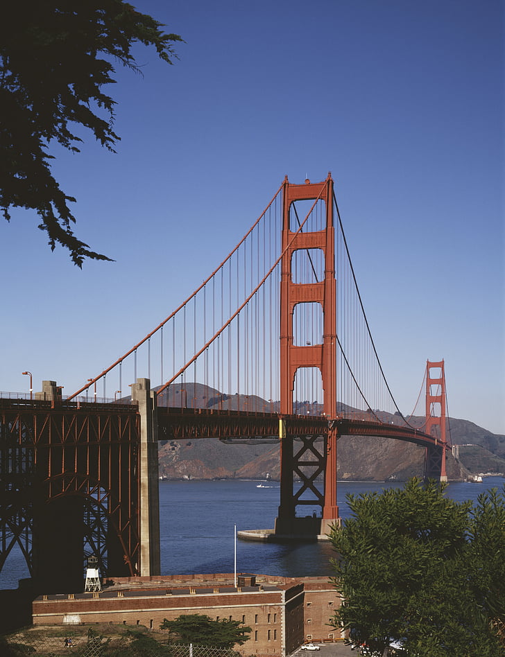 most Golden gate, Fort point, San francisco, Kalifornie, historické, orientační bod, cestování