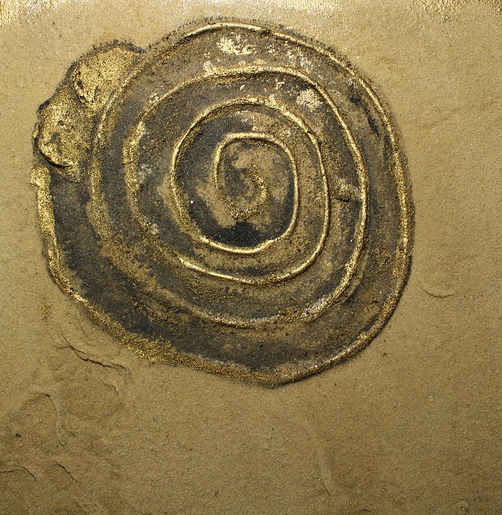 Tableau de sable, escargot, art, spirale