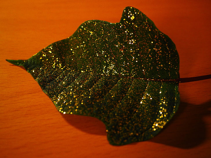 feuille, Or, poussière d’or, Christmas, ornement