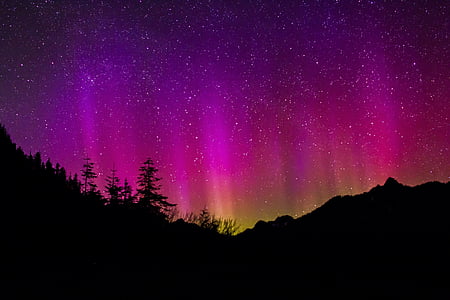 aurores boréales, Sky, nuit, paysage, nature, sombre, coloré