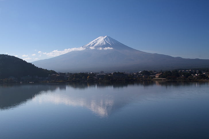 reflection, fuji, japan, mountain, lake, travel, landmark