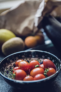 碗里, 食品, 新鲜, 水果, 成分, 表, 西红柿