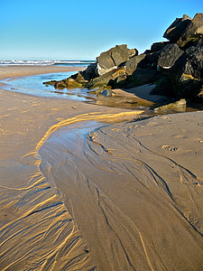 Seaside, Sand, Rocks, floden, kusten, landskap, Ocean