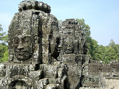 face, ruin, ankor wat, cambodia, asia, temple - Building, buddhism